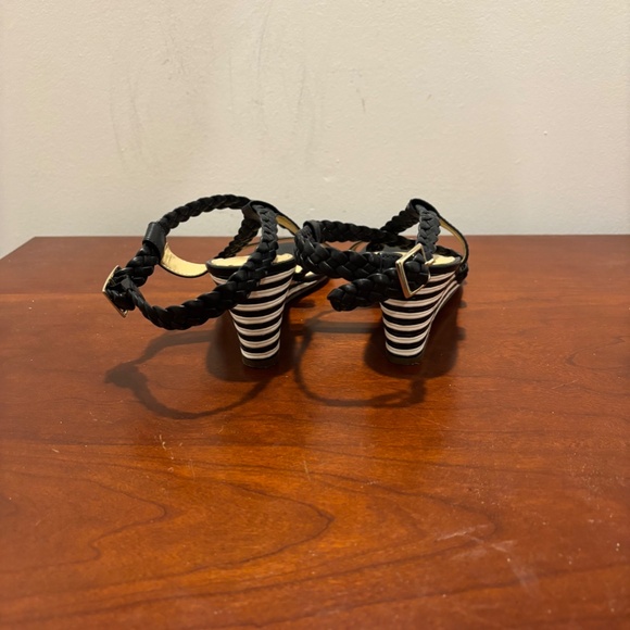 Talbots Royce Braided Leather Striped Cork Wedge Sandals in Black Size 6 - Picture 5 of 10